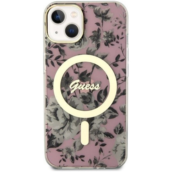 Guess Flower MagSafe - Etui iPhone 14 Plus (Różowy)