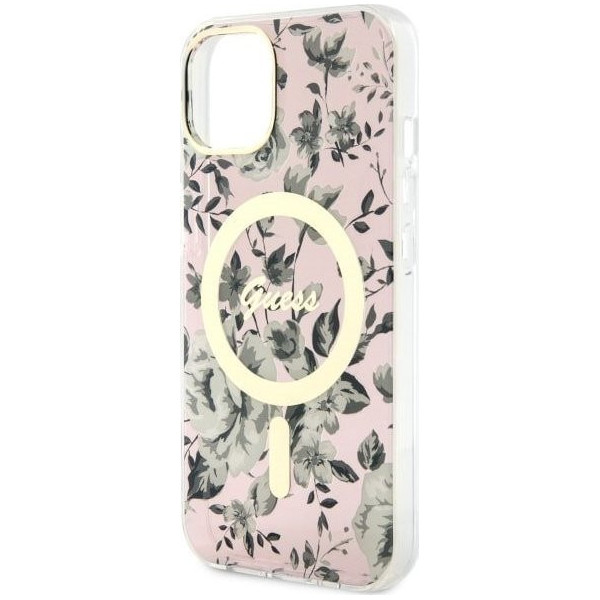 Guess Flower MagSafe - Etui iPhone 14 Plus (Różowy)
