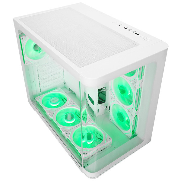 Rampage Loopy Obudowa PC akwarium 7x wentylator ARGB Infinity HUB biała