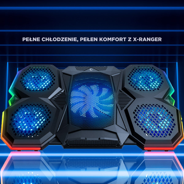 Rampage AD-RC14 X-RANGER Podstawka chłodząca pod laptop 9-17'' RGB regulowana cicha