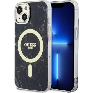 Guess Marble MagSafe - Etui iPhone 14 Plus (Czarny)