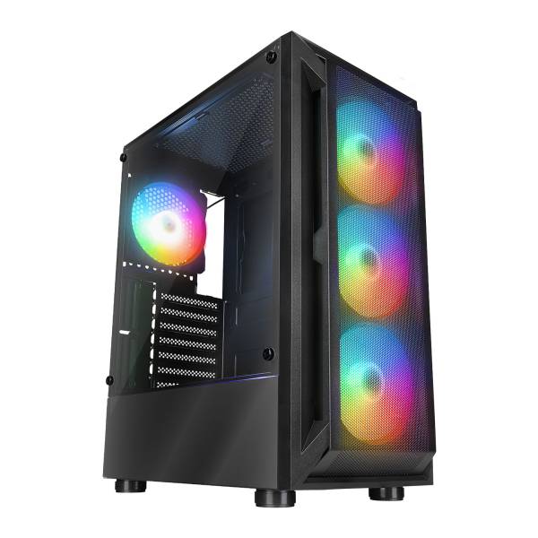 Rampage SHIVA Obudowa PC z oknem 4x wentylator 120mm Rainbow czarna