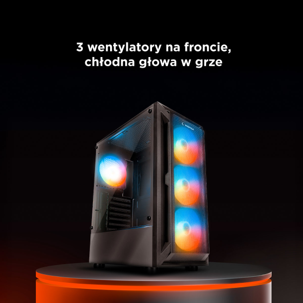 Rampage SHIVA Obudowa PC z oknem 4x wentylator 120mm Rainbow czarna