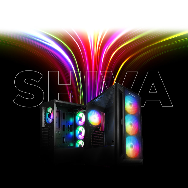 Rampage SHIVA Obudowa PC z oknem 4x wentylator 120mm Rainbow czarna