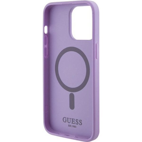 Guess Saffiano MagSafe - Etui iPhone 15 Pro Max (fioletowy)