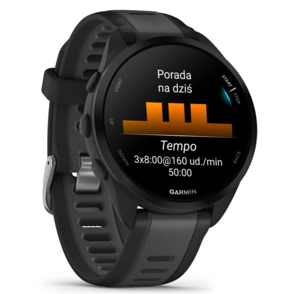 Garmin Forerunner 165 z czujnikiem tętna HRM Elevate Ox (czarna koperta / łupkowy pasek)