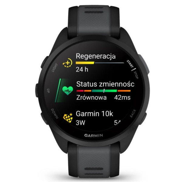 Garmin Forerunner 165 z czujnikiem tętna HRM Elevate Ox (czarna koperta / łupkowy pasek)