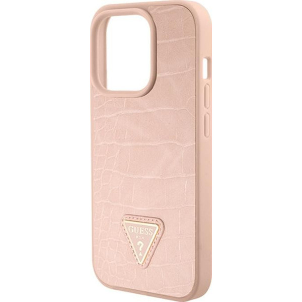 Guess Croco Triangle Metal Logo - Etui iPhone 15 Pro Max (różowy)