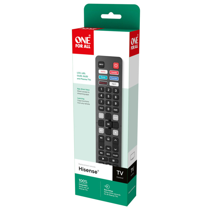 Pilot URC4916 One For All - dedykowany do TV Hisense, gotowy do użycia