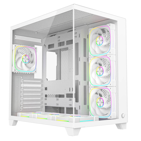 Rampage Obudowa PC ze szkłem hartowanym SEALITE 7x wentylator ARGB PWM Biała