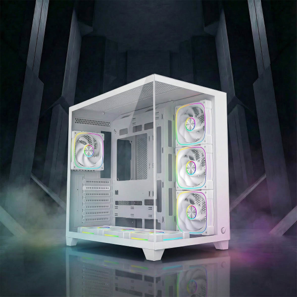 Rampage Obudowa PC ze szkłem hartowanym SEALITE 7x wentylator ARGB PWM Biała