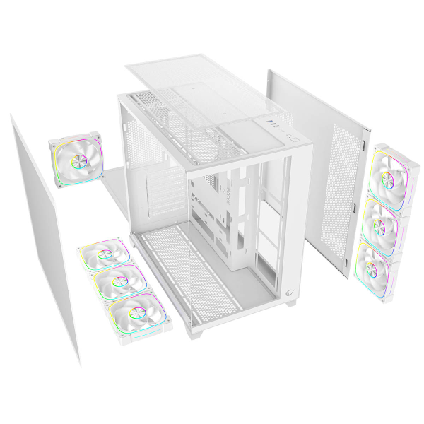 Rampage Obudowa PC ze szkłem hartowanym SEALITE 7x wentylator ARGB PWM Biała