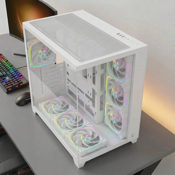Rampage Obudowa PC ze szkłem hartowanym SEALITE 7x wentylator ARGB PWM Biała