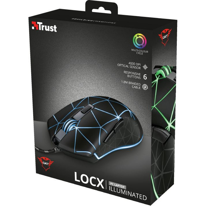 Mysz Trust GXT 133 Locx 22988 (optyczna; 4000 DPI; kolor czarny)