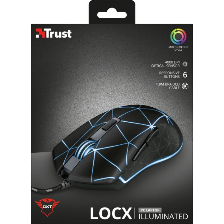 Mysz Trust GXT 133 Locx 22988 (optyczna; 4000 DPI; kolor czarny)