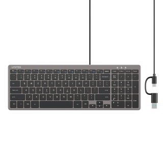 Unitek SlimTap Lekka klawiatura przewodowa biurowa USB-C/USB-A