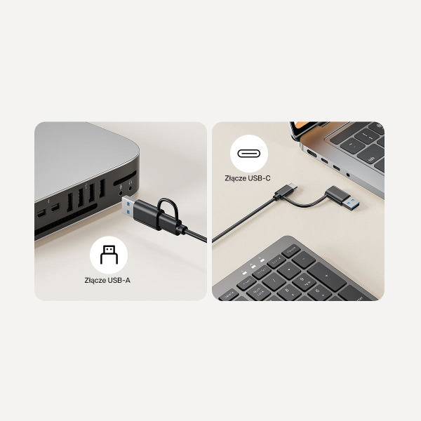 Unitek SlimTap Lekka klawiatura przewodowa biurowa USB-C/USB-A