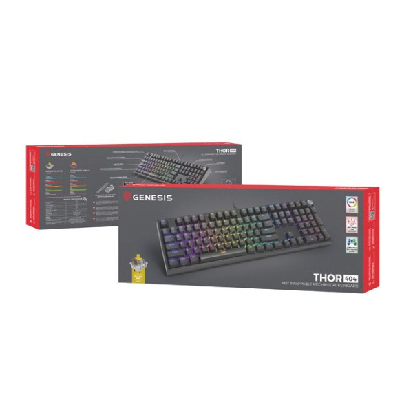 Genesis Thor 404 czarna RGB Gateron Yellow Pro
