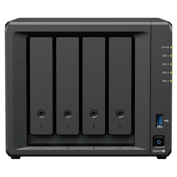 Synology DS425+ | 4-zatokowy serwer NAS, Intel Celeron, 2GB RAM, 2x M.2 NVMe, Tower
