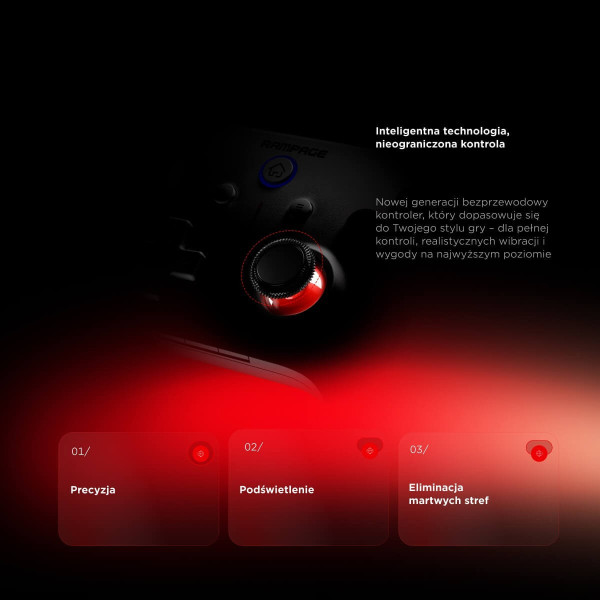 Rampage Hydra Kontroler gamingowy RGB bezprzewodowy pad czarny