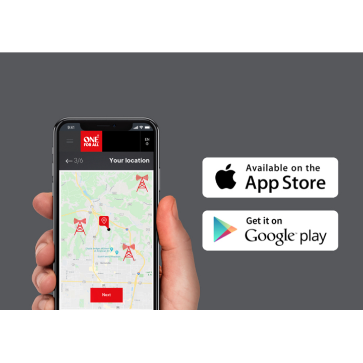 Antena pokojowa SV9420 One For All, 5G, zasilacz, zaokrąglona, czarna, połyskowa