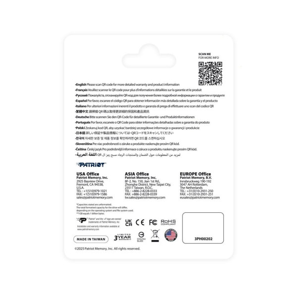 Patriot FLASHDRIVE Tab T560 64GB Dual USB 120MB/s