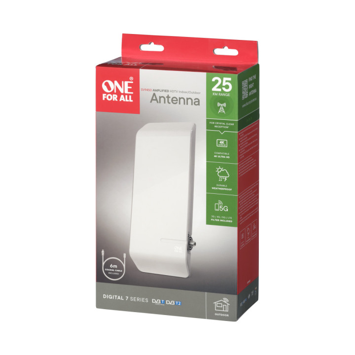 One For All SV 9450_5G Ampl. Outdoor Antenna DVB-TOUTDOOR 5G VHF&UHF DVB-T2 ANT