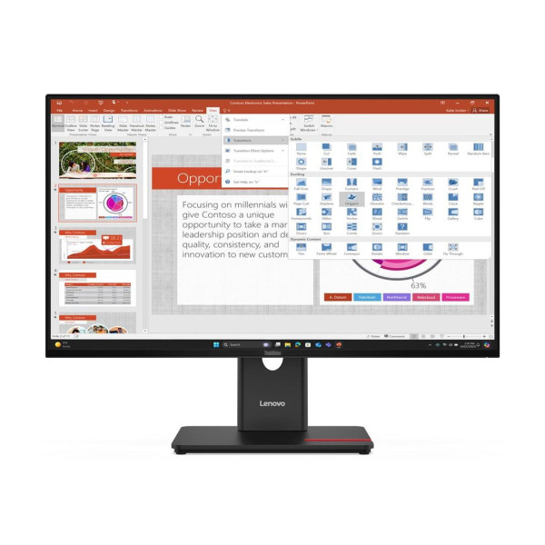 Lenovo ThinkVision T27-40 27  IPS FHD AG 4ms 300nits 120Hz HDMI  DP USB Webcam Eclipse Black