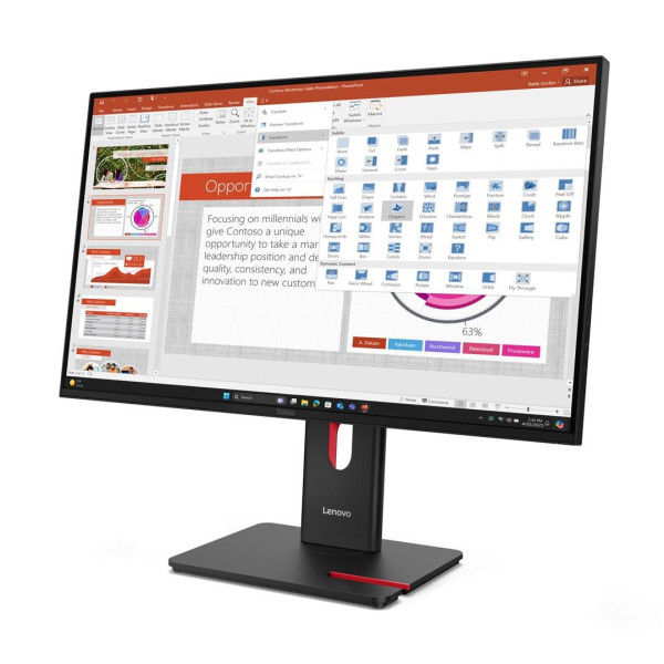 Lenovo ThinkVision T27-40 27  IPS FHD AG 4ms 300nits 120Hz HDMI  DP USB Webcam Eclipse Black