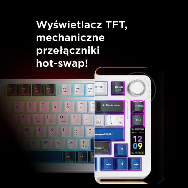 Rampage Quell Pro bezprzewodowa klawiatura mechaniczna Ekran, Gasket, Hot-Swap 2,4G + BT