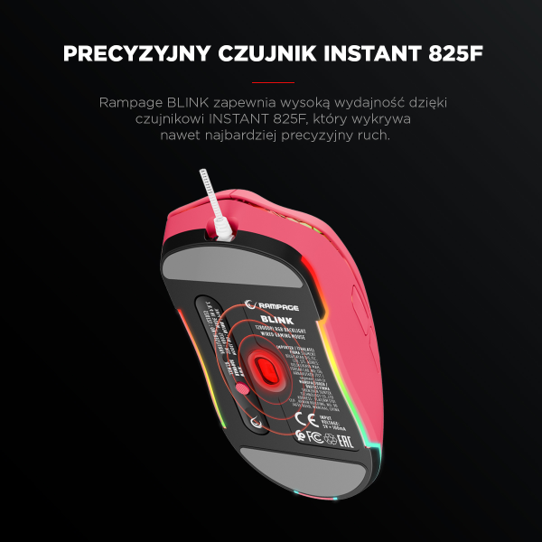 Rampage BLINK USB | 12800 DPI | RGB | sensor optyczny | różowy