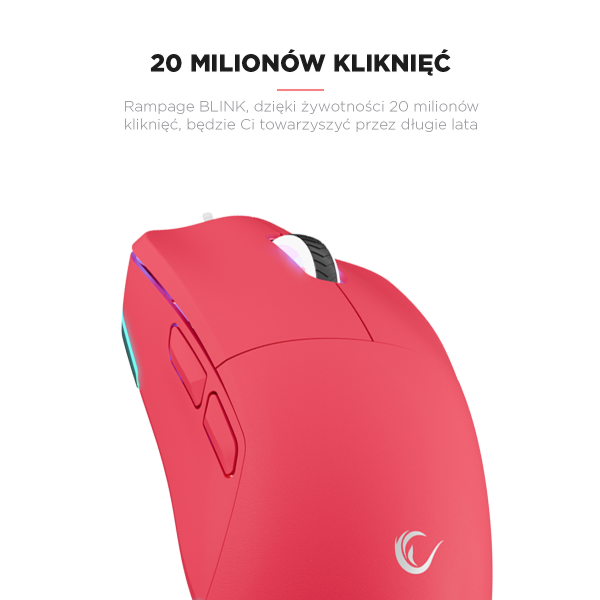 Rampage BLINK USB | 12800 DPI | RGB | sensor optyczny | różowy