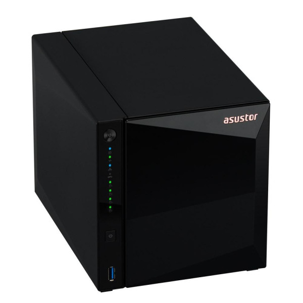 NAS Asustor AS3304T v2; Tower; 4x (3.5  SATA HDD/ 2.5  SSD); Realtek RTD1619B  2GB DDR4  1x 2.5GbE  3x USB 3.2