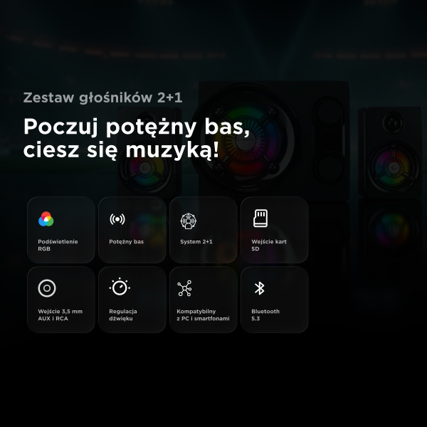 Rampage RMS-G8 Głośniki gamingowe 25 W BT, USB, SD, FM