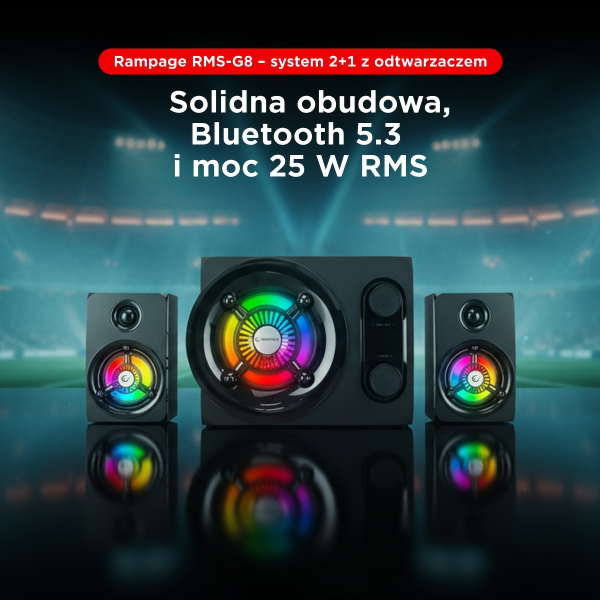 Rampage RMS-G8 Głośniki gamingowe 25 W BT, USB, SD, FM