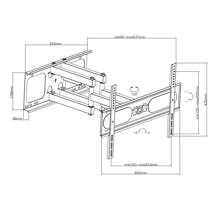 Uchwyt dwuramienny, obracany, uchylny One For All WM4662 dla TV 32''- 100'' max 90kg