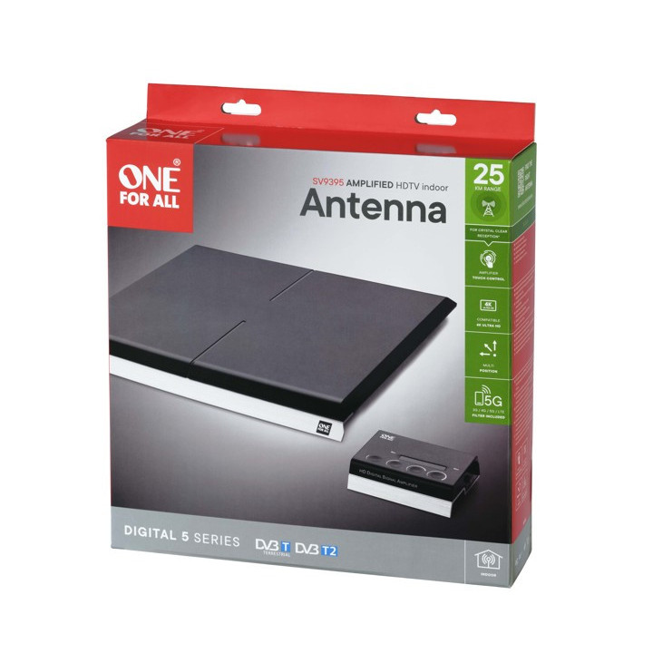 Wzmacniana antena wewnętrzna One For All SV9395 DVB-T (5G/4G) zasięg 25km