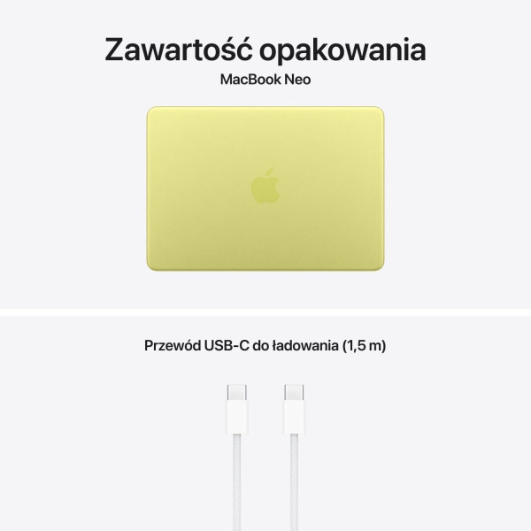 Laptop Apple MacBook Neo MHFE4ZE/A A18 Pro 6‑core CPU 5‑core GPU 13" 8GB 512SSD Touch ID Int MacOS Cytrusowożółty