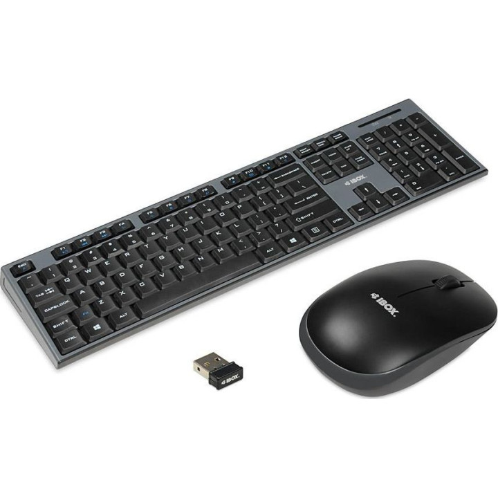 Zestaw klawiatura + mysz IBOX DESKTOP PRO KIT IKMS606W (USB 2.0; (US); kolor czarny; optyczna; 1200 DPI)