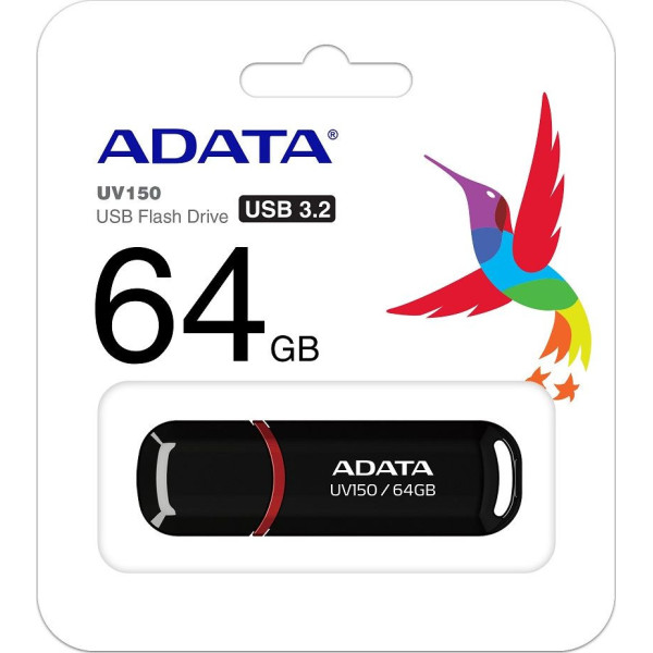 Pendrive ADATA UV150 AUV150-64G-RBK (64GB; USB 3.0; kolor czarny)