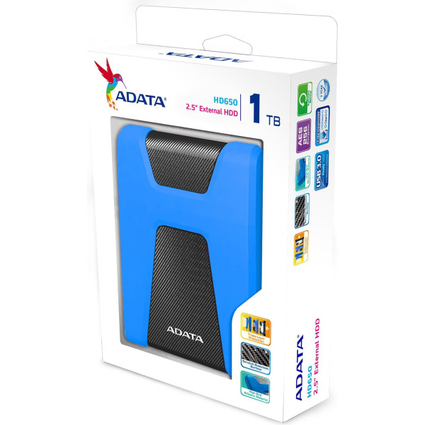 Dysk zewnętrzny HDD ADATA HD650 AHD650-2TU31-CBL (2 TB; 2.5 ; USB 3.1; kolor niebieski)