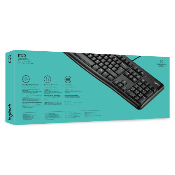 Klawiatura membranowa Logitech K120 920-002479 (USB 2.0; (US); kolor czarny)