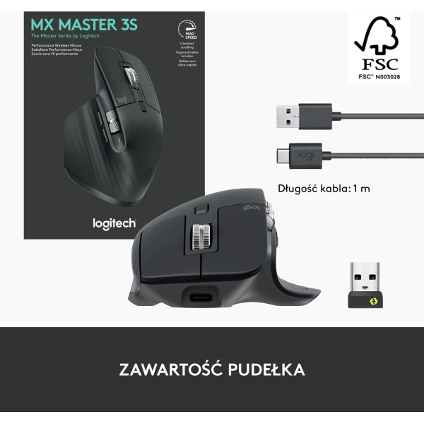 Mysz bezprzewodowa Logitech MX MASTER 3s grafitowa 910-006559