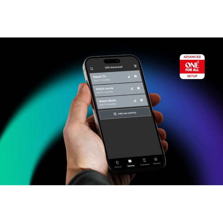 Pilot uniwersalny One for All URC7985 Smart Control Pro Touch (obsł. 12 urz.), dotykowy ekran, konfig. przez app.