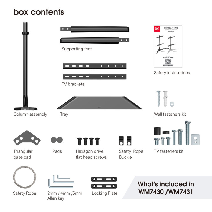 Stojak nablatowy One For All WM7430 dla TV o przek. ekranu 32"-70", 40kg, obr. 180st, VESA400x400