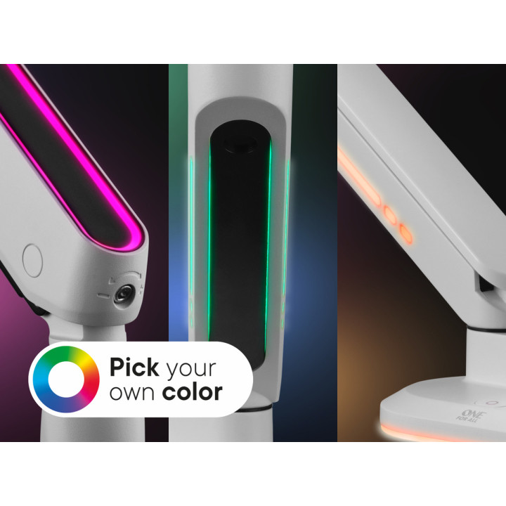 One For All DM8120 Uniwersalny uchwyt do monitora EXPERIENCE RGB, gaming, SINGLE, biały, 21''-45'' 14kg