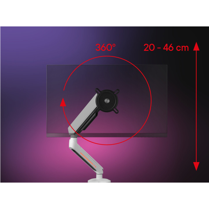 One For All DM8120 Uniwersalny uchwyt do monitora EXPERIENCE RGB, gaming, SINGLE, biały, 21''-45'' 14kg