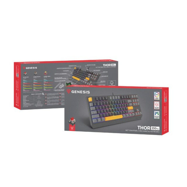 Genesis Thor 230 TKL Anchor Gray Positive RGB Outemu Red