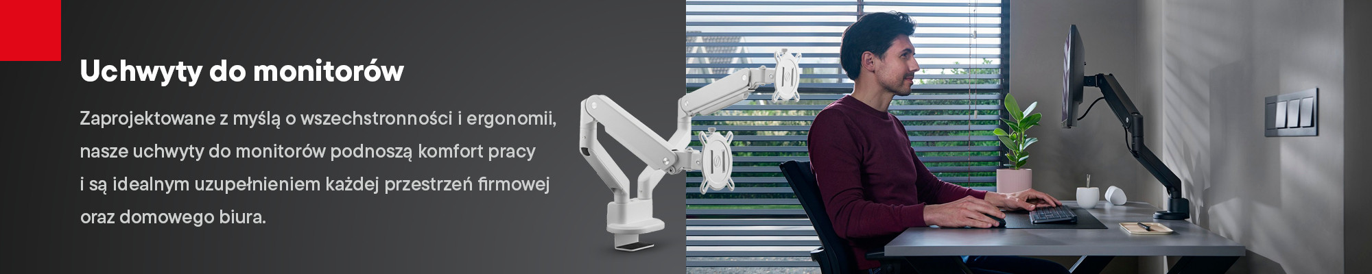 Uchwyty do monitorów 1, 2 ,3-ramienne