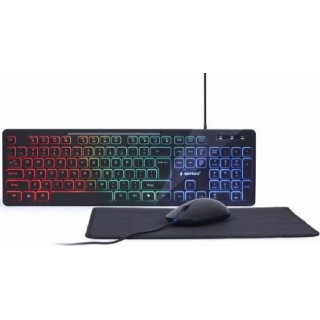 Zestaw 3 w 1 klawiatura multimedialna z podświetleniem RGB z myszką i podkładką Gembird KBS-UML-01